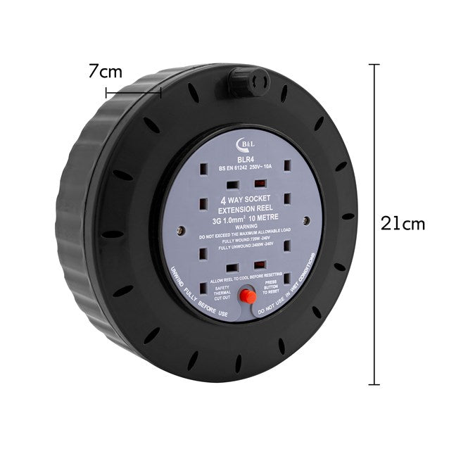 Enrouleur 4 prises 10 m - 10 A