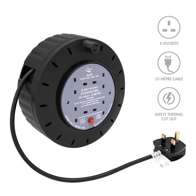 Enrouleur 4 prises 10 m - 10 A