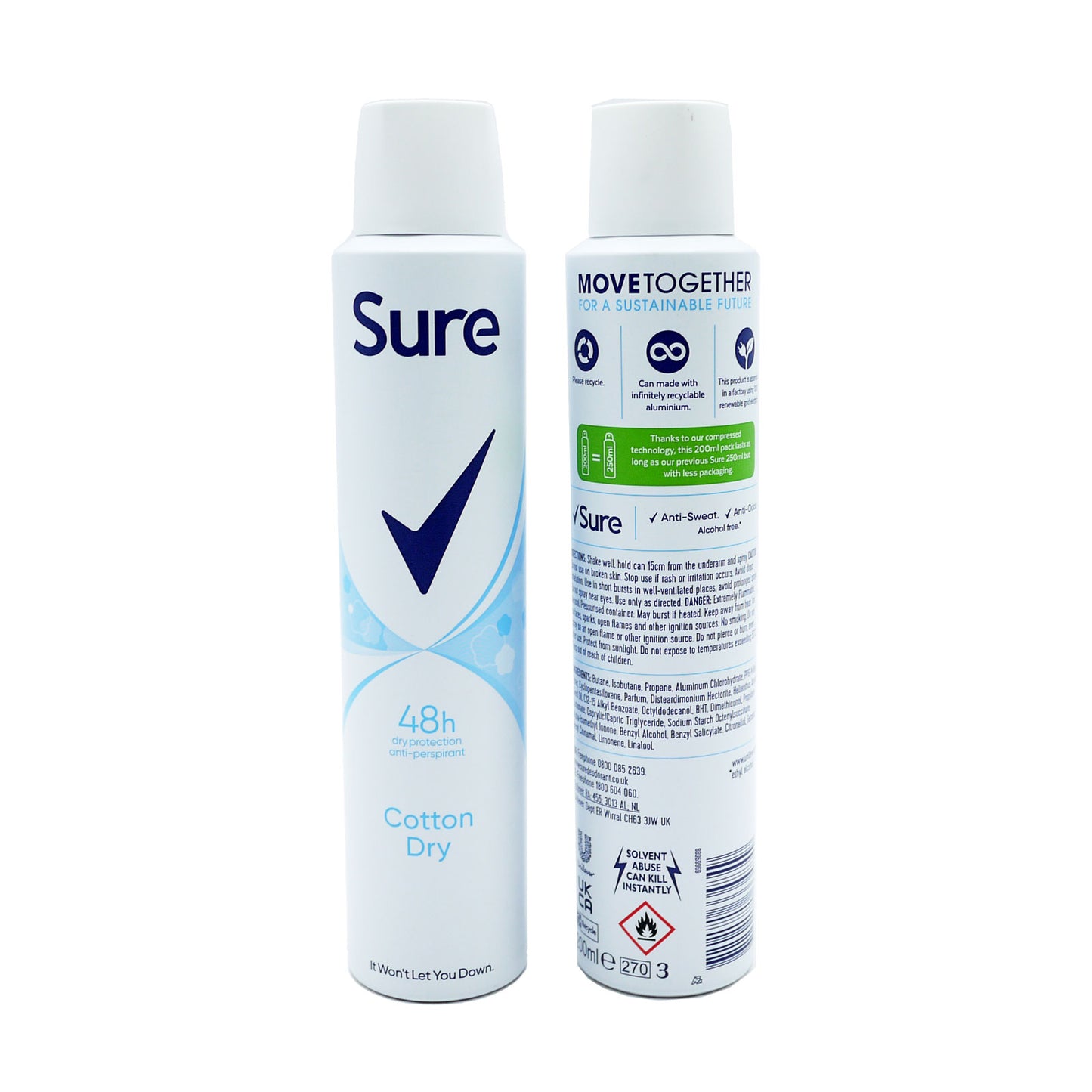 SURE DÉODORANT ANTI-TRANSPIRANT COTTON DRY 200ML