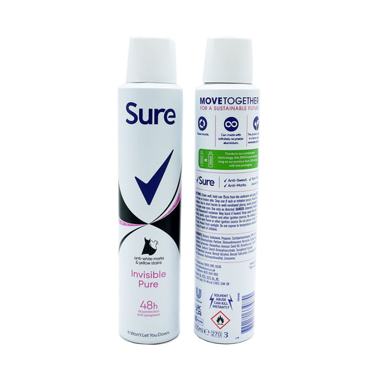 SURE A/P DEODORANT INVISIBLE PURE 200ML