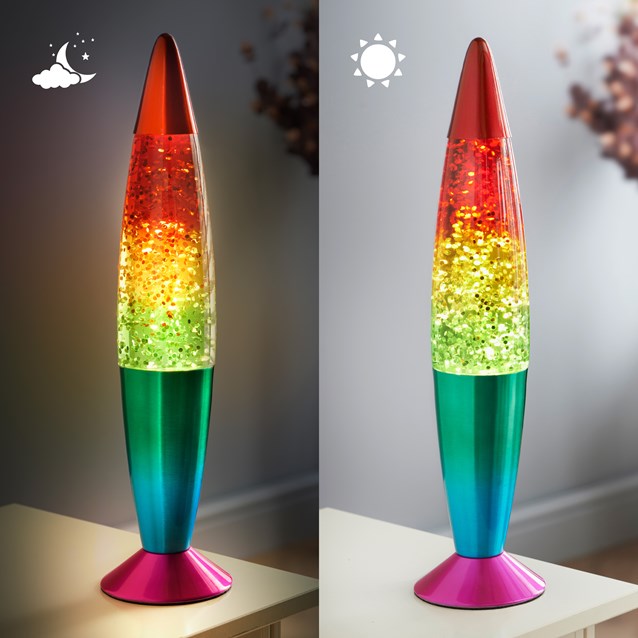 16" Rainbow Glitter Lamp