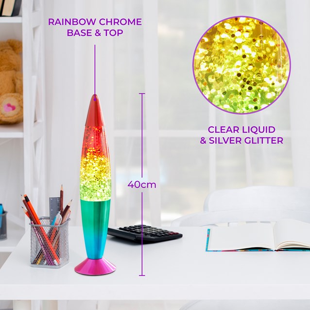 16" Rainbow Glitter Lamp