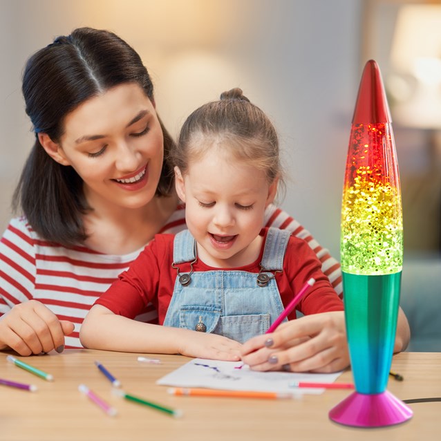 16" Rainbow Glitter Lamp