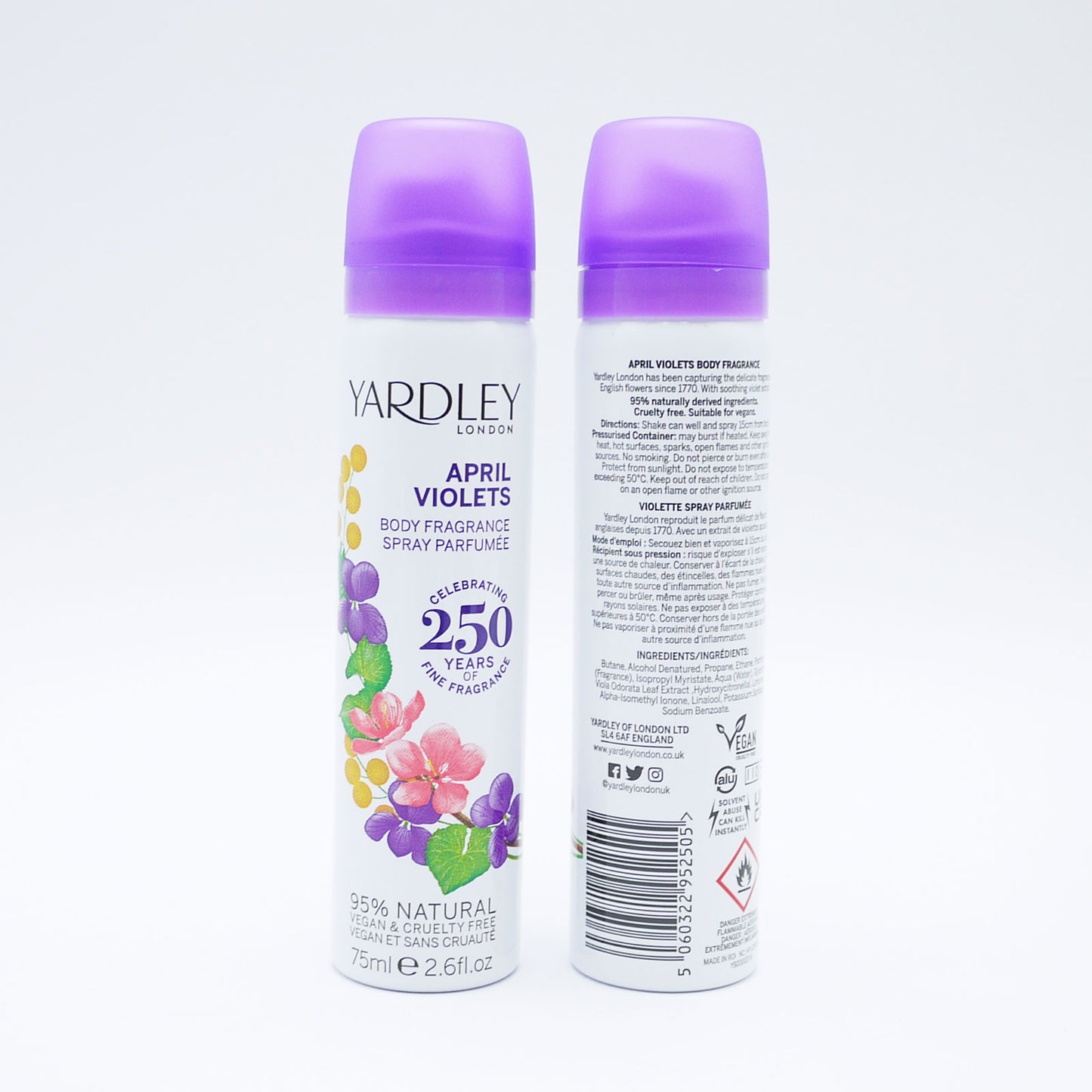 YARDLEY DÉODORANT VAPORISATEUR APRIL VIOLETS 75ml