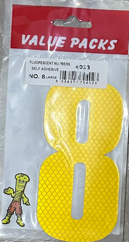 N° 8 Grand Chiffre Fluorescent Autocollant