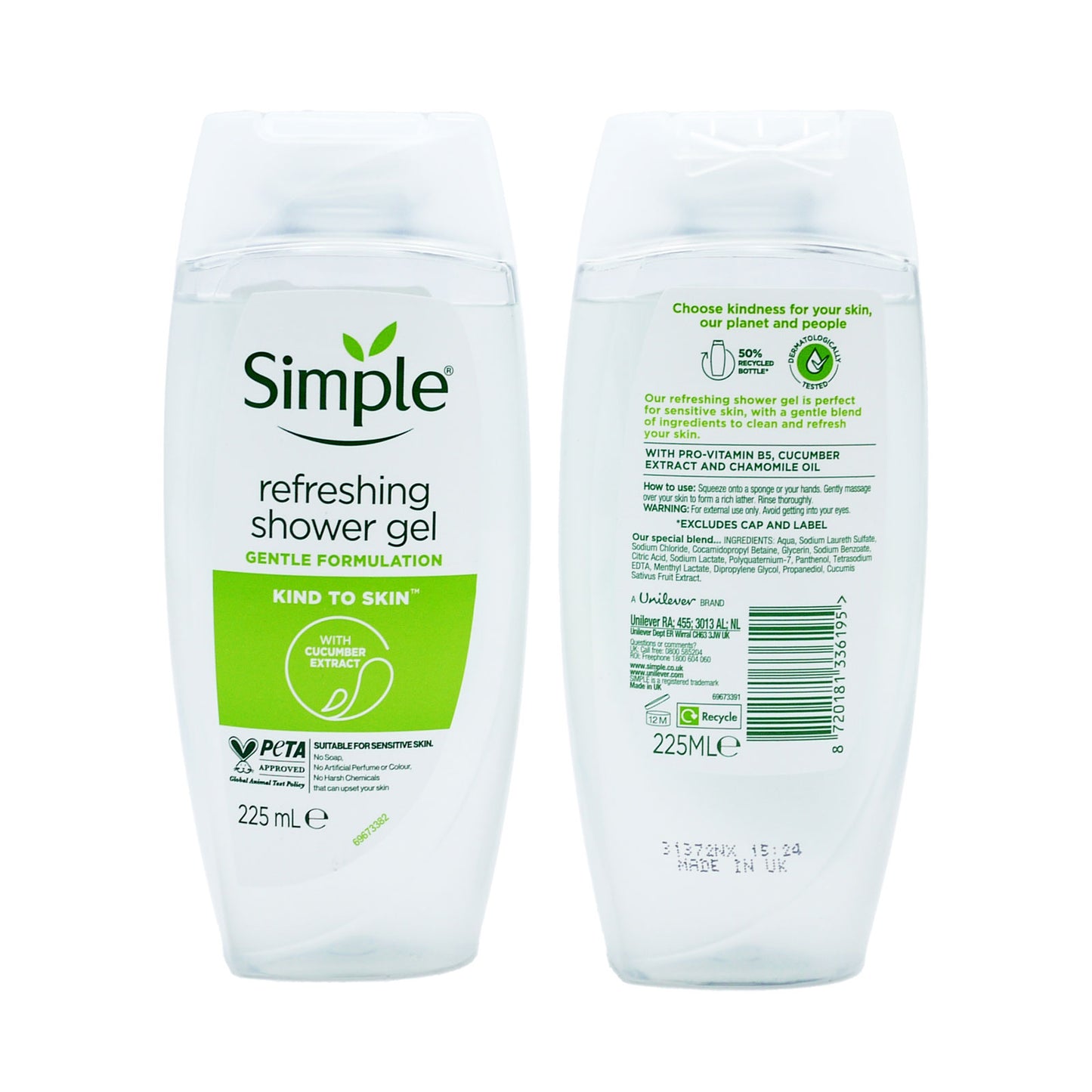 SIMPLE SHOWER GEL REFRESHING 225ML