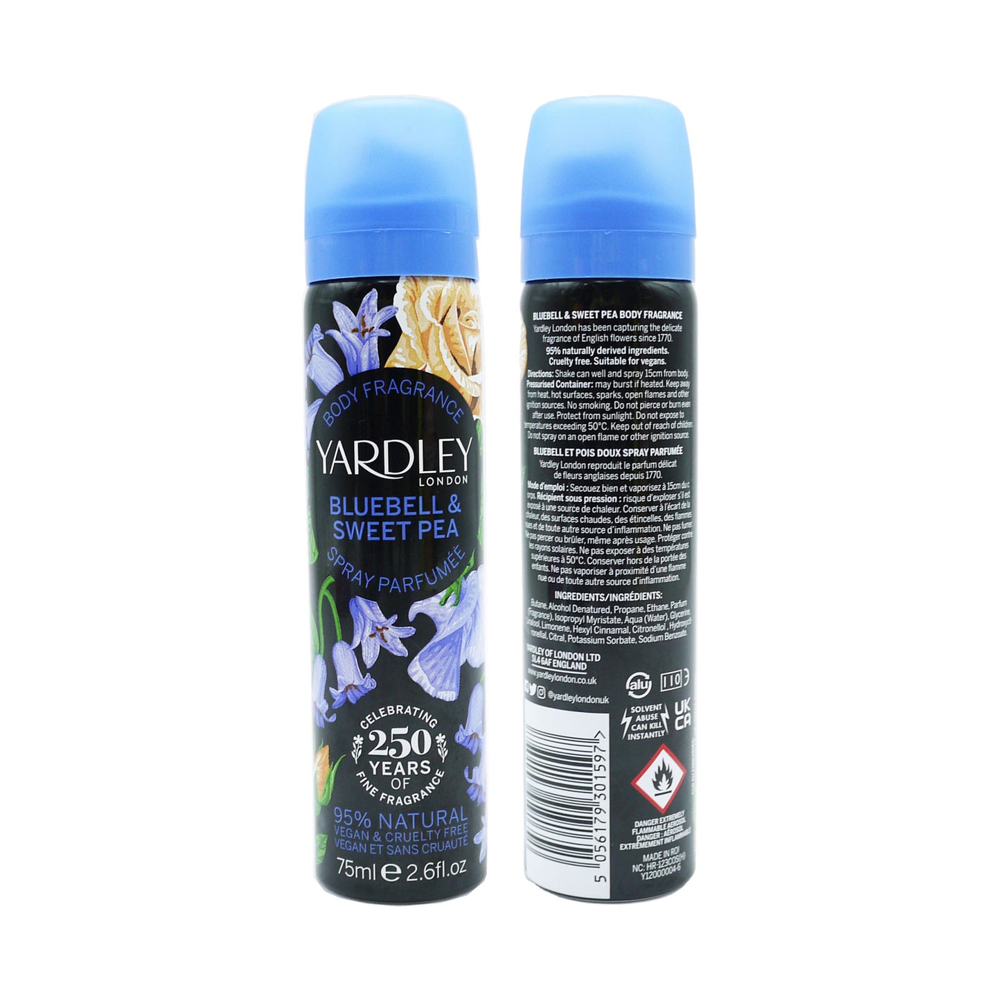 YARDLEY VAPORISATEUR CORPS BLUEBELL & POIS DE SENTEUR 75ml