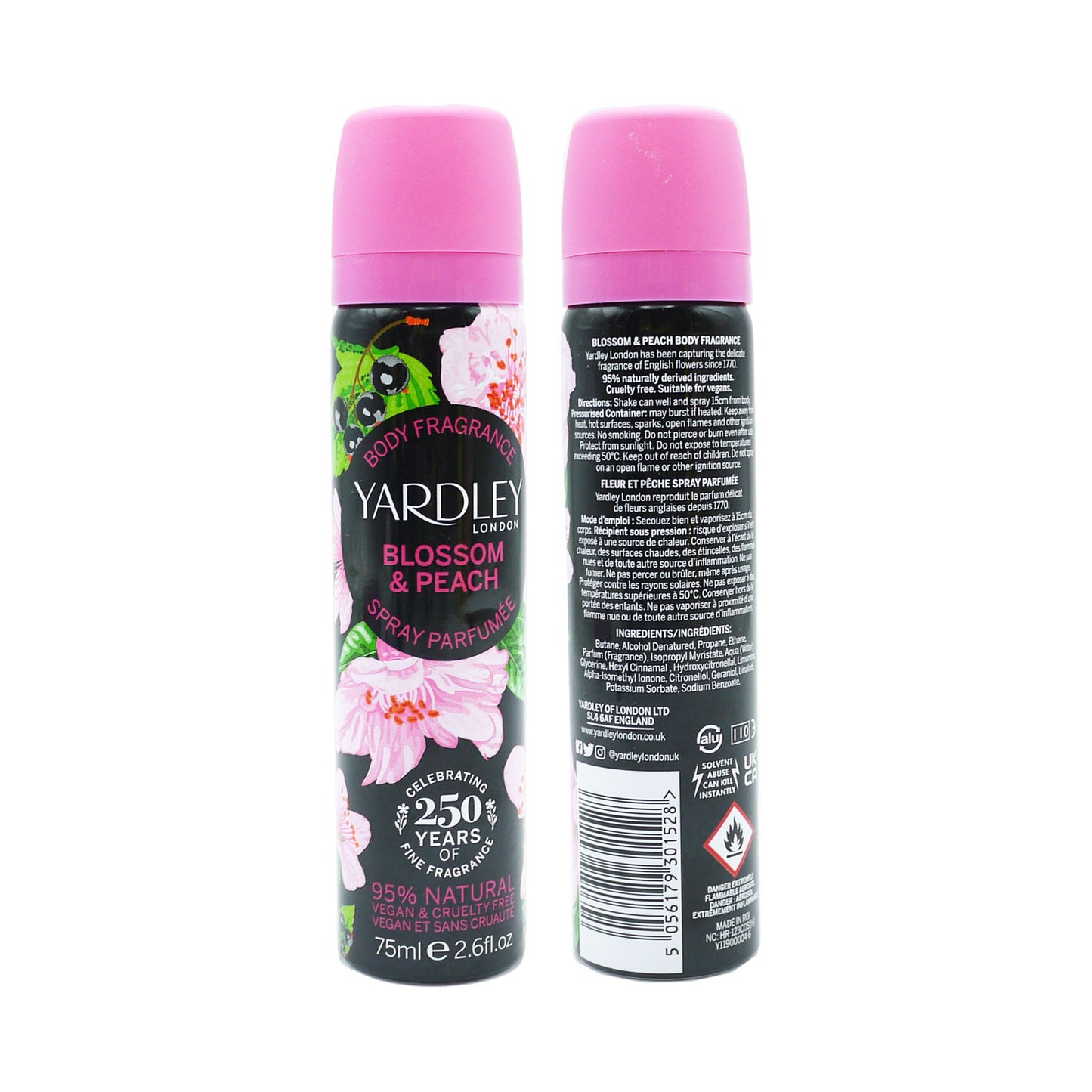 YARDLEY BRUMISATEUR CORPS FLEUR DE CERISIER ET PÊCHE 75ml