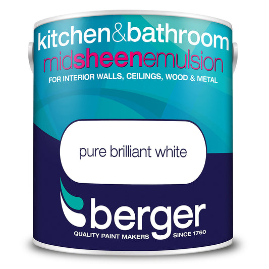 Peinture Berger Cuisine & Salle de bain satinée blanc éclatant - 2,5 L