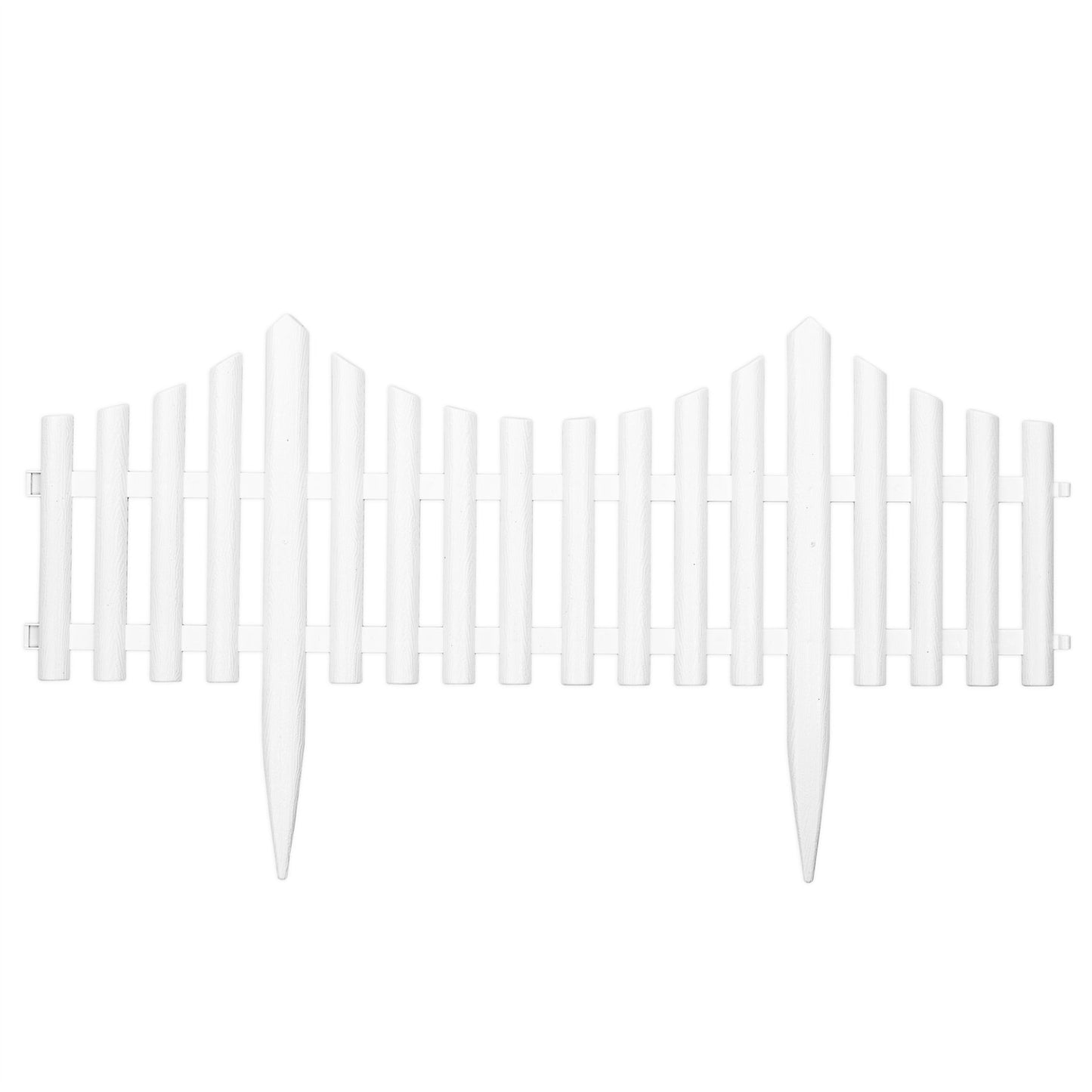 Interlocking Plastic Lawn Border Edging Flexible White Picket Fence Garden Borders - 3 Pieces Total