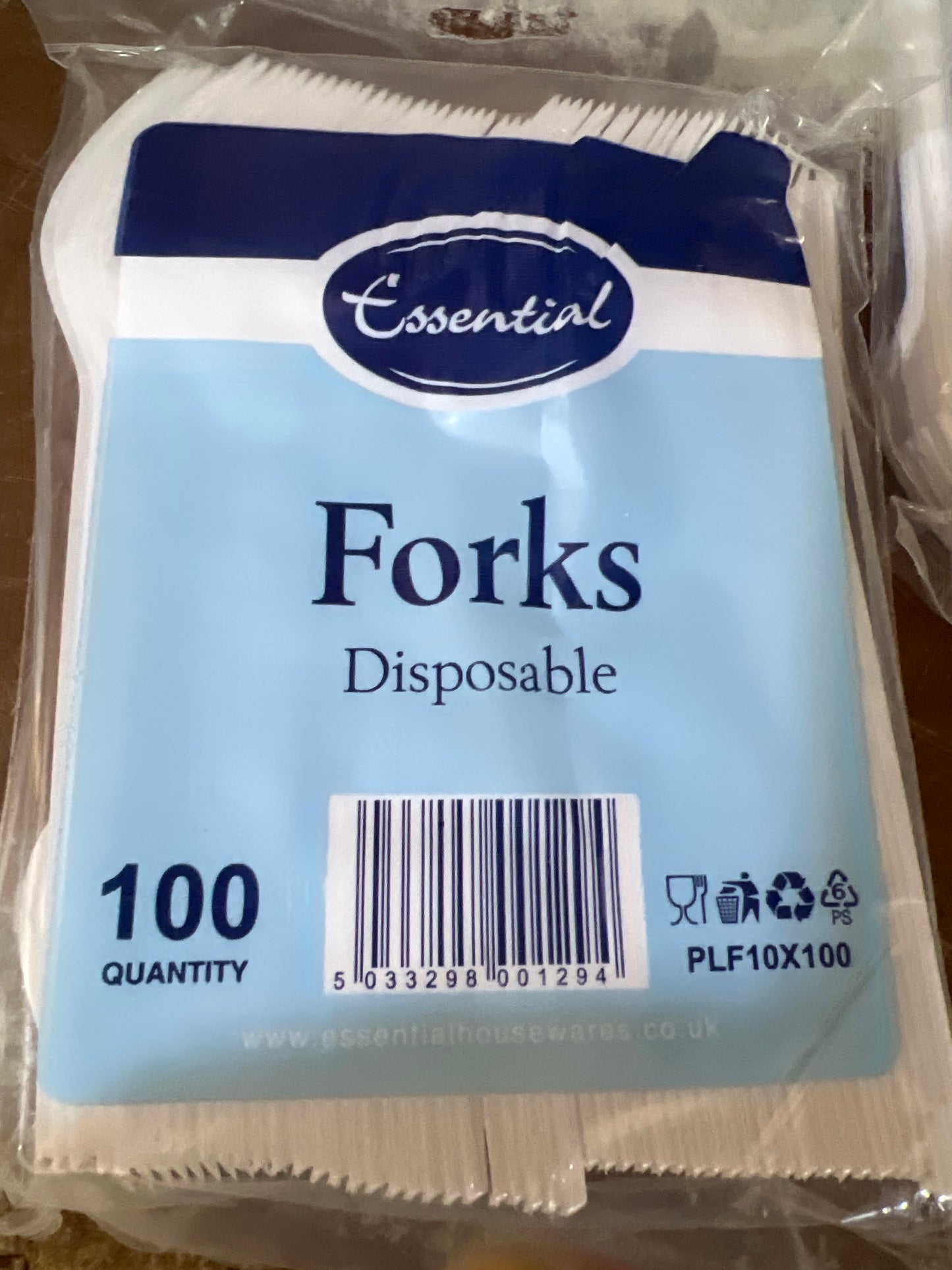 ESSENTIAL PLASTIC WHITE 100 FORKS