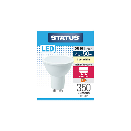 4w = 50w = 350 lumens - LED - GU10 - 100° - PA - Pearl - Cool White - 4000k - 1 pk