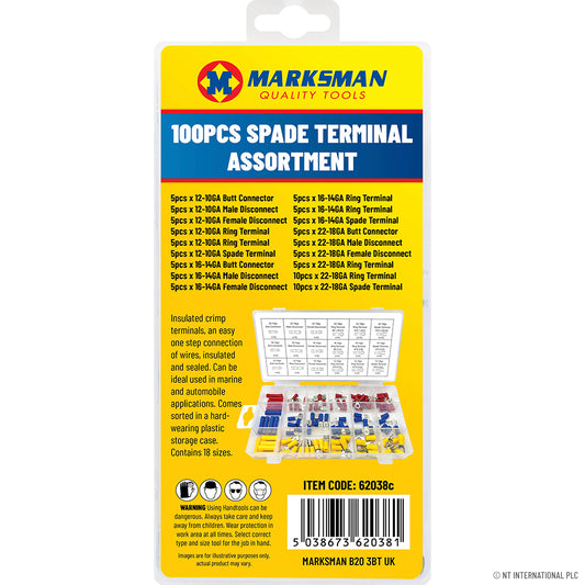 Versatile 100pc Spade Terminals Assortment Kit - Electrical Wire Connectors for Quick and Reliable Connections