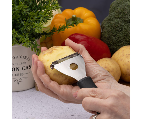 Effortlessly Peel with Our Essentials Stainless Steel Y Peeler.