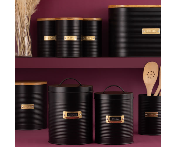 Lot de 2 boîtes de rangement Otto noires élégantes | Organisez votre cuisine avec élégance.
