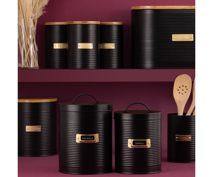 Lot de 2 boîtes de rangement Otto noires élégantes | Organisez votre cuisine avec élégance.