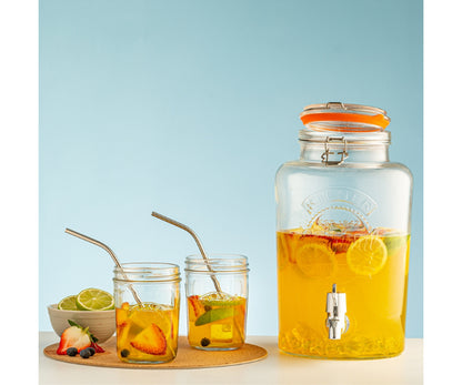 Distributeur de boissons rond de 5 litres avec couvercle à clip | Distributeur de boissons rafraîchissantes pour fêtes.