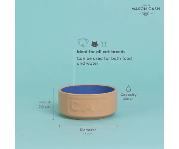 La Canne Élégante & Gamelle pour Chat Lettres Bleues 13cm | Gardez Votre Félin Heureux.