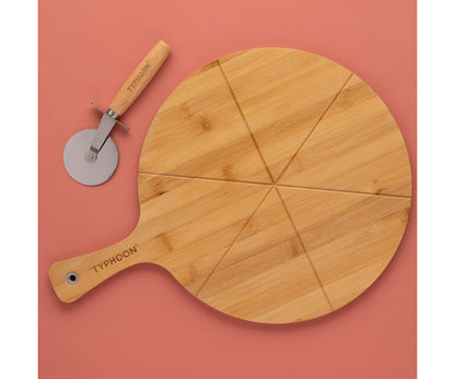Delicious Diversity: World Foods Pizza Board & Cutter Set for Global Flavors.