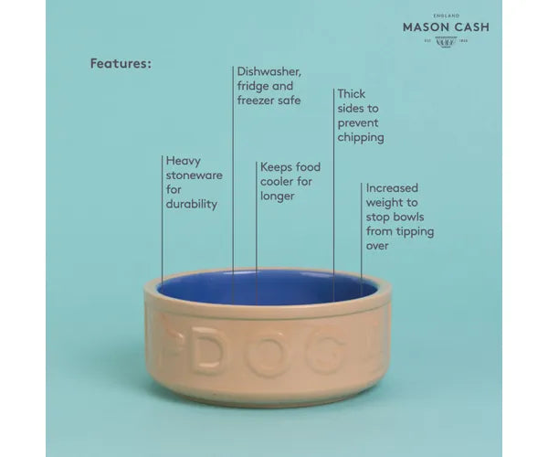 Gamelle pour Chien Lettres Bleues & Rotin 18cm - Solution d'Alimentation Élégante pour Animaux.