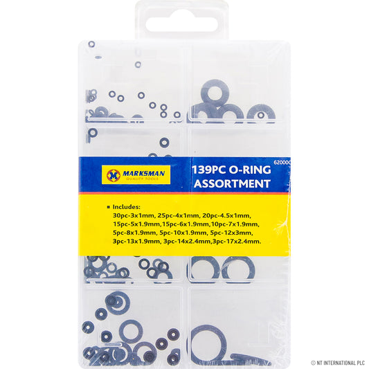 139pc O Ring Assortment Kit - Durable Rubber O Rings for Sealing, Plumbing, and Automotive Applications