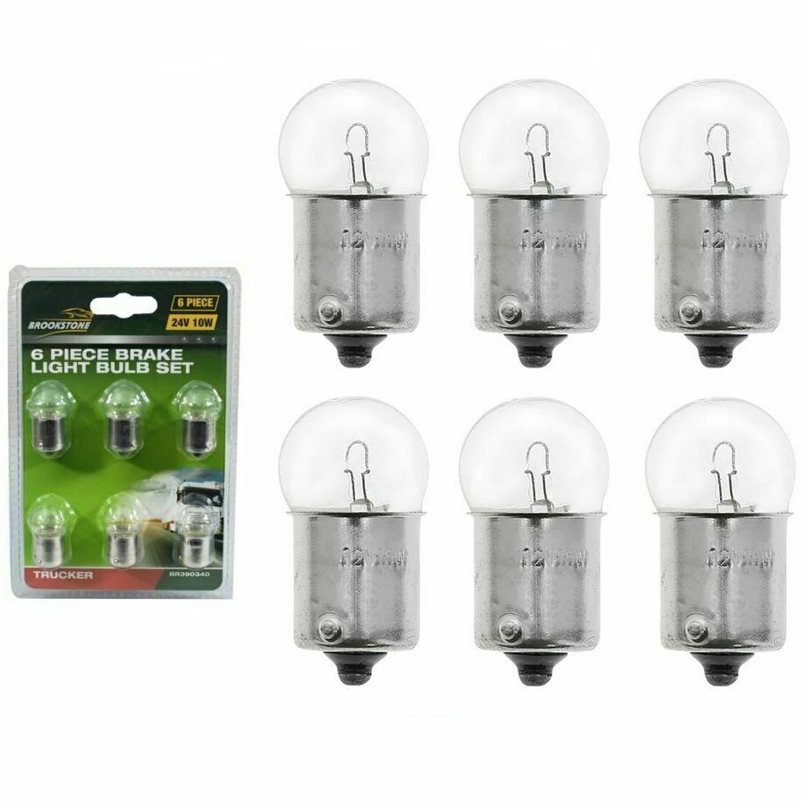 10 Watt Brake Light Bulb Set 12V Type 207 10W 6 Bulbs Per Pack By Brookstone