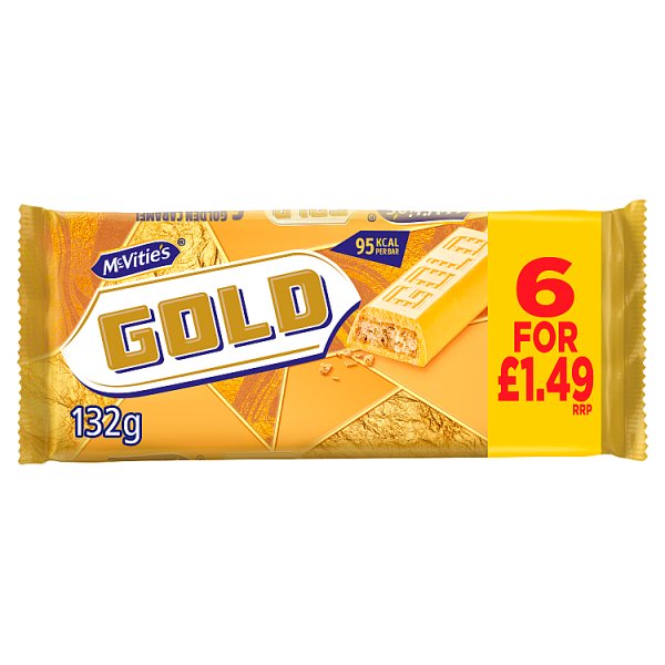 MCVITIES GOLD CARAMEL FLAVOUR BISCUIT BARS MULTIPACK 6X18.3G, 110G PMP £1.49
