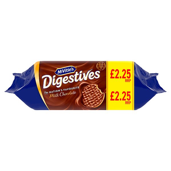 MCVITIES BISCUITS DIGESTIVE CHOCOLAT AU LAIT 266G PRIX DE VENTE CONSEILLÉ 2,25 £