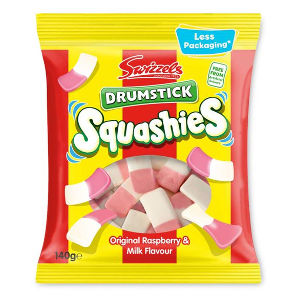 SWIZZELS SQUASHIES DRUMSTICK ORIGINAL FRAMBOISE & LAIT 140g