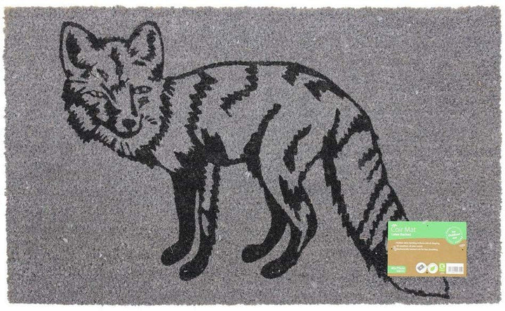 JVL Neutral Animal Themed Latex Backed Coir Entrance Door Mat, Fox Design