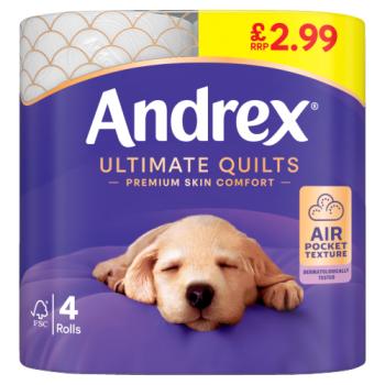 Andrex® Ultimate Quilts Toilet Tissue Standard Rolls, 4 Rolls