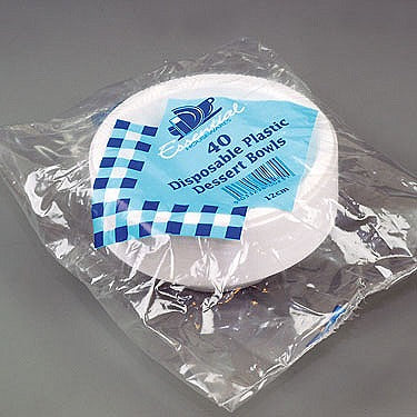 Essential Housewares Round Plastic Bowls, 12cm, Pack of 40, White