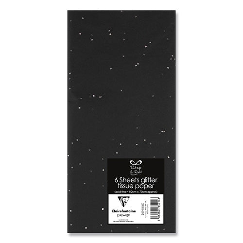 Black glitter tissue paper 6pk