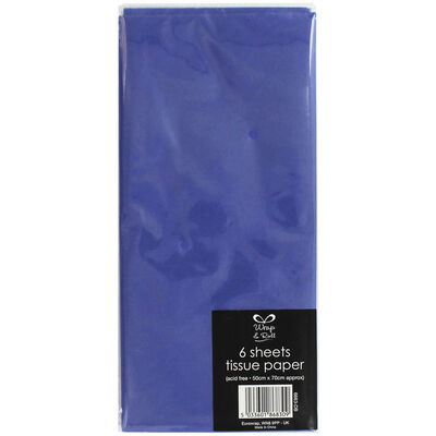 Eurowrap Non-toxic Glittered Tissue Paper Blue 50x70cm 6Pk