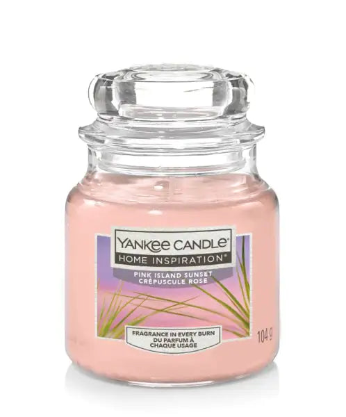 Petite jarre bougie parfumée Yankee Candle Coucher de soleil île rose 104g
