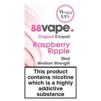 88Vape Original E-Liquid Raspberry Ripple 11mg/g 1% 10ml