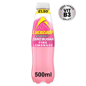 Boisson sans sucre Lucozade Zero Limonade Rose 500ml PMP 1,50 £