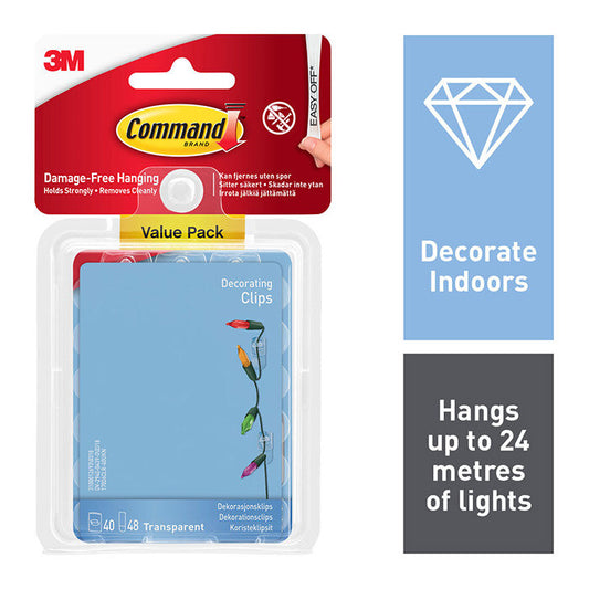Crampons décoratifs transparents Command avec bandes transparentes format économique 40 17026CLR-40