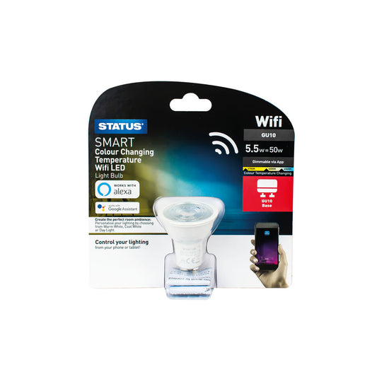 5.5w=50w=345 lumens  Smart GU10 PA Pearl Colour Changing Temperature