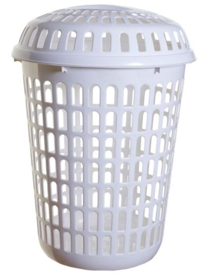 LAUNDRY BASKET ROUND+LID WHITE - LARGE