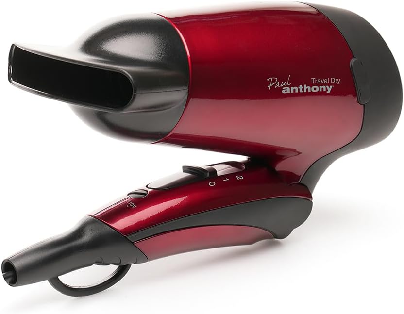 Paul Anthony ''Travel Dry'' 1200w Travel Hairdryer - Hot Red