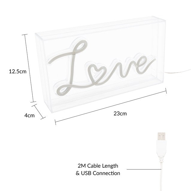 Néon lumineux LOVE en boîte acrylique