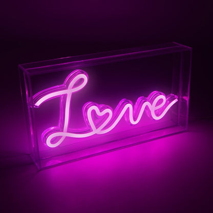 Néon lumineux LOVE en boîte acrylique