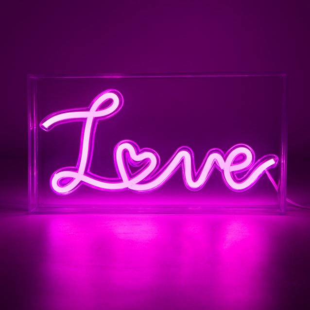 Néon lumineux LOVE en boîte acrylique