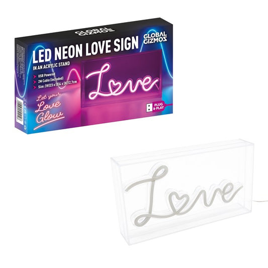Néon lumineux LOVE en boîte acrylique