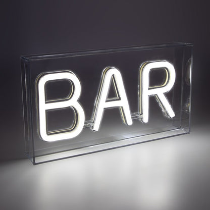 Enseigne néon en boîte acrylique BAR