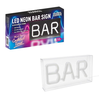 Enseigne néon en boîte acrylique BAR
