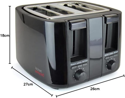 Grille-pain KitchenPerfected 4 fentes extra-larges - Noir