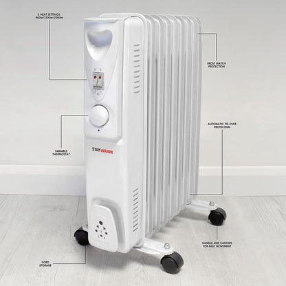 Radiateur à bain d'huile 9 éléments StayWarm 2000W - Gris
