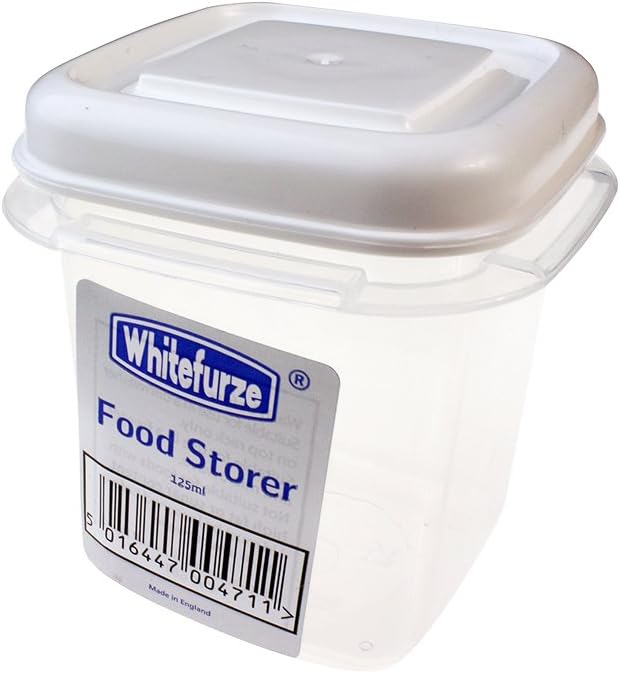 0.125 LITRE SQ FOOD STORER WHITE LID